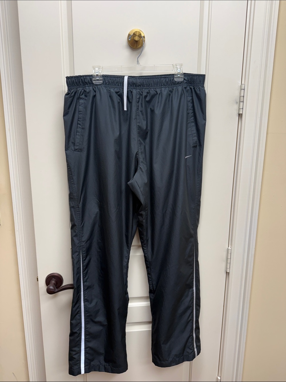 Nike Black Men's Track Pants with White Side Stripe